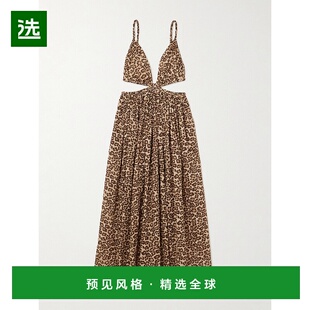 1h可退 香港直邮ZIMMERMANN 女士 Wanderlust 剪口豹纹棉纱长款连