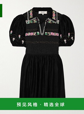 香港直邮SEA 海洋 女士 'Brynn' 精饰罩衫式天鹅绒迷你连衣裙 RS2