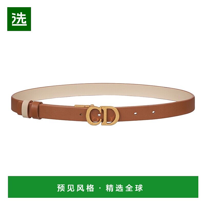 1h可退 欧洲直邮DIOR/迪奥24新款 女士酒红色裸色牛皮复古CD金扣2
