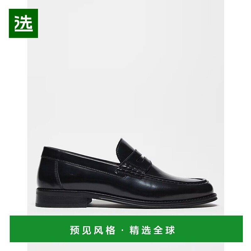 1h可退 香港直邮ASOS 男士 设计皮质乐福鞋(黑色) black黑色 舒适