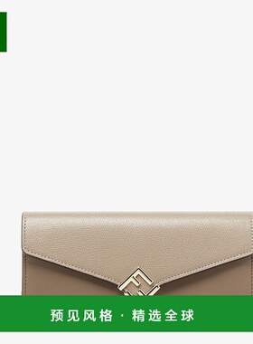 1h可退 欧洲直邮FENDI/芬迪 女士灰色皮革钱包新款