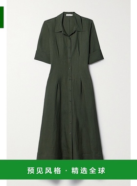 1h可退 香港直邮Simkhai 女士 Claudine 亚麻混纺衬衫式连衣裙 12
