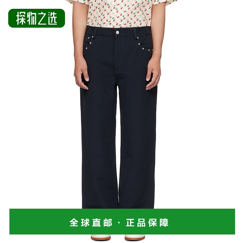 香港直邮valentino 华伦天奴 男士 黑色铆钉长裤 7V3RBN41AT1