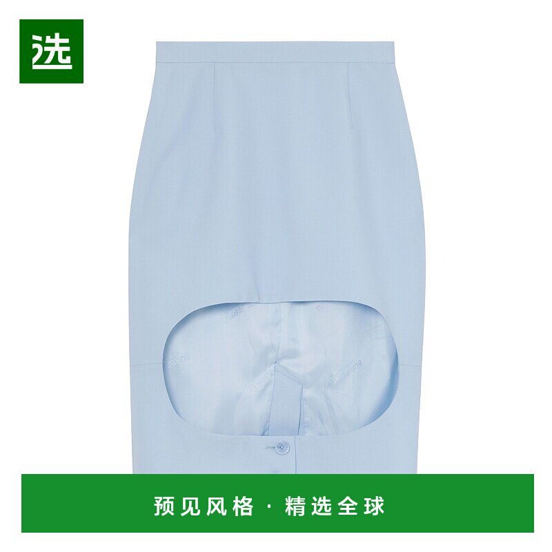 香港直邮BURBERRY 女士半身裙 45639721 AW2020 蓝色 羊毛镂空细