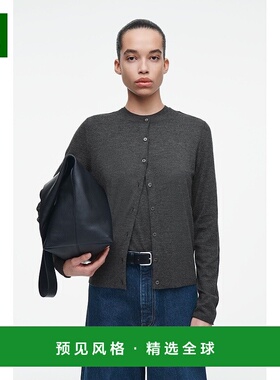 欧洲直邮COS 女士煤灰色羊绒开衫针织衫新款