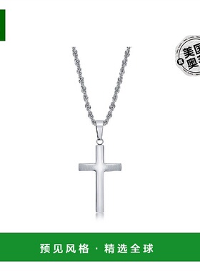 blackjack不锈钢抛光十字架项链 银白色 【美国奥莱】直发