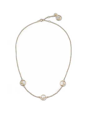 1h可退 欧洲直邮FENDI芬迪22年秋冬新款青铜镀钯饰面F标志元素链