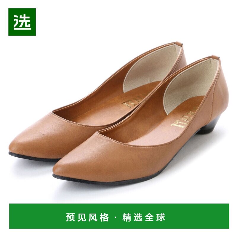 【日本直邮】Italico日本杏仁到扁平Rakuchin跟鞋（驼色）单鞋