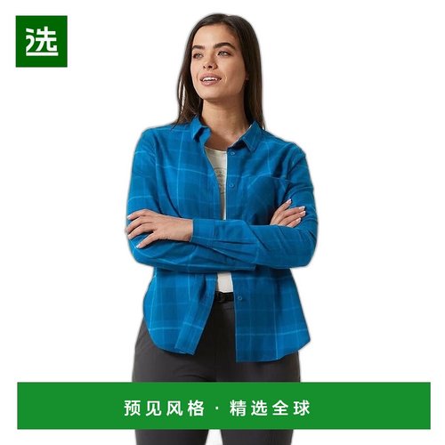 欧洲直邮Helly Hansen 女士蓝色棉Lokka有机法兰绒长袖衬衫