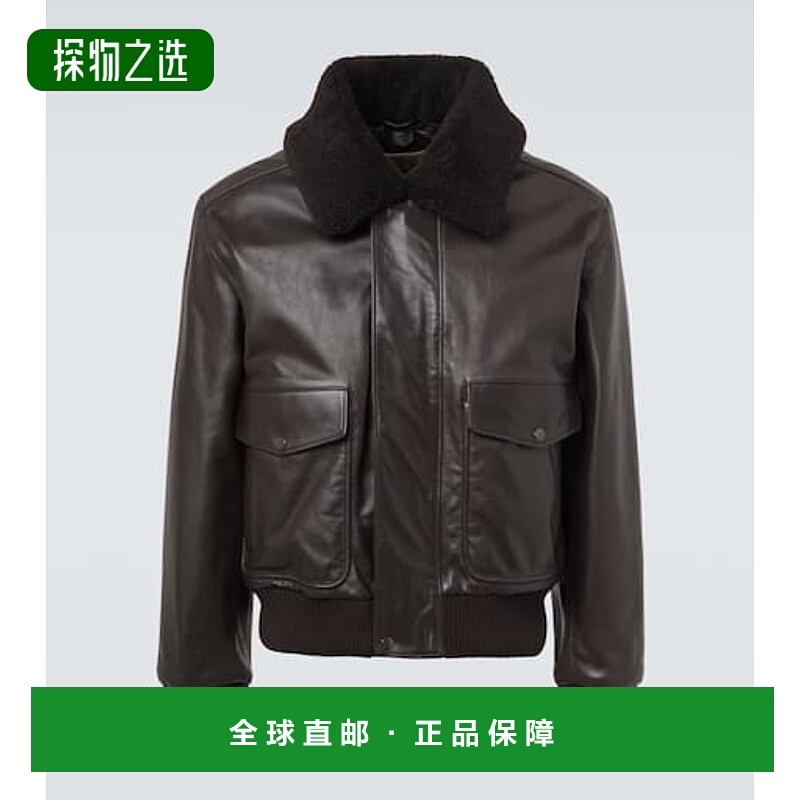 香港直邮Lemaire 男士 皮毛饰边皮革宽身束腰夹克