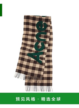 欧洲直邮ACNE STUDIO 23新款男女同款棕色羊毛混纺格子围巾