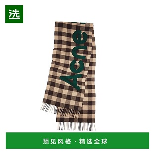 欧洲直邮ACNE STUDIO 23新款男女同款棕色羊毛混纺格子围巾