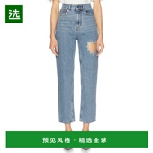 1h可退 0000PA0069DE01 水晶心形直筒牛仔裤 香港直邮AREA 女士