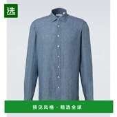 舒适时尚 1h可退 亚麻衬衫 blue蓝色 香港直邮Lardini 男士