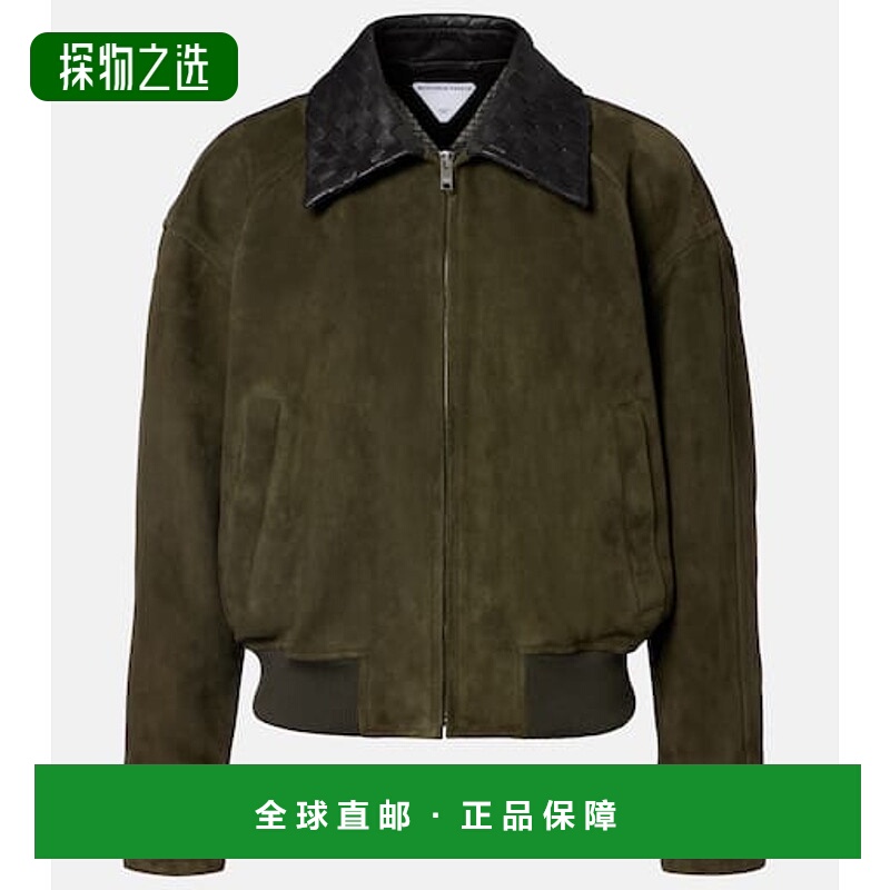 香港直邮Bottega Veneta 葆蝶家 女士 皮革边绒面革宽身束腰夹克