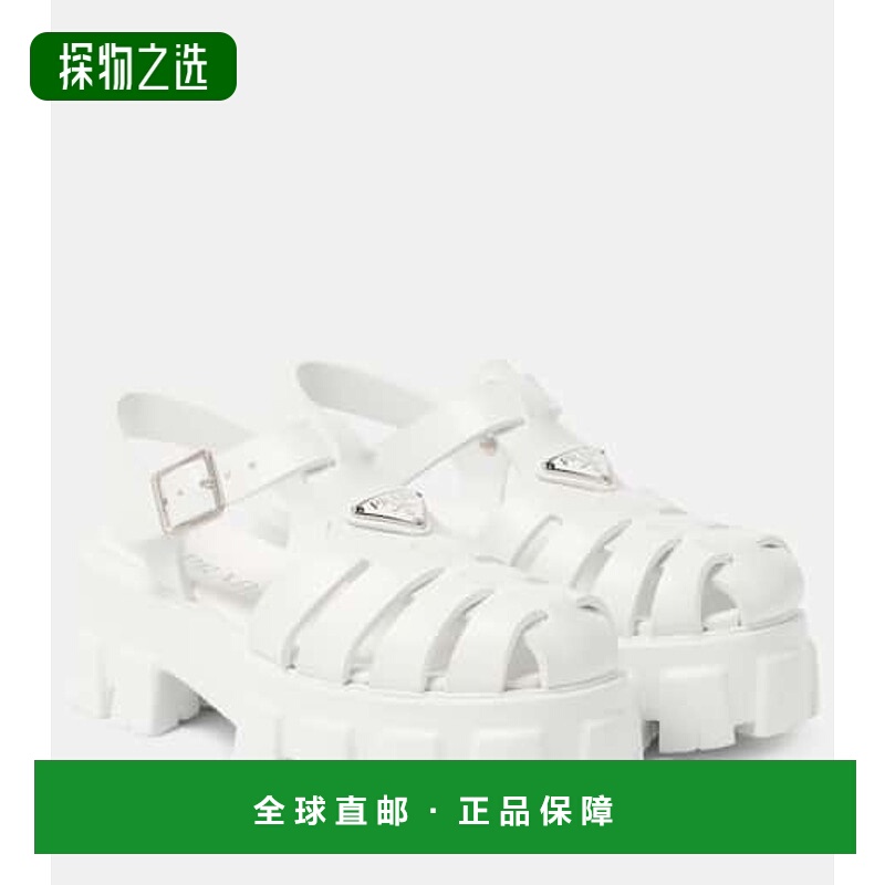 1h可退 香港直邮Prada 普拉达 女士 Monolith 徽标防水台凉鞋