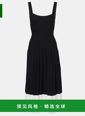1h可退 香港直邮Staud 女士 Ellison 针织中长连衣裙 black黑色