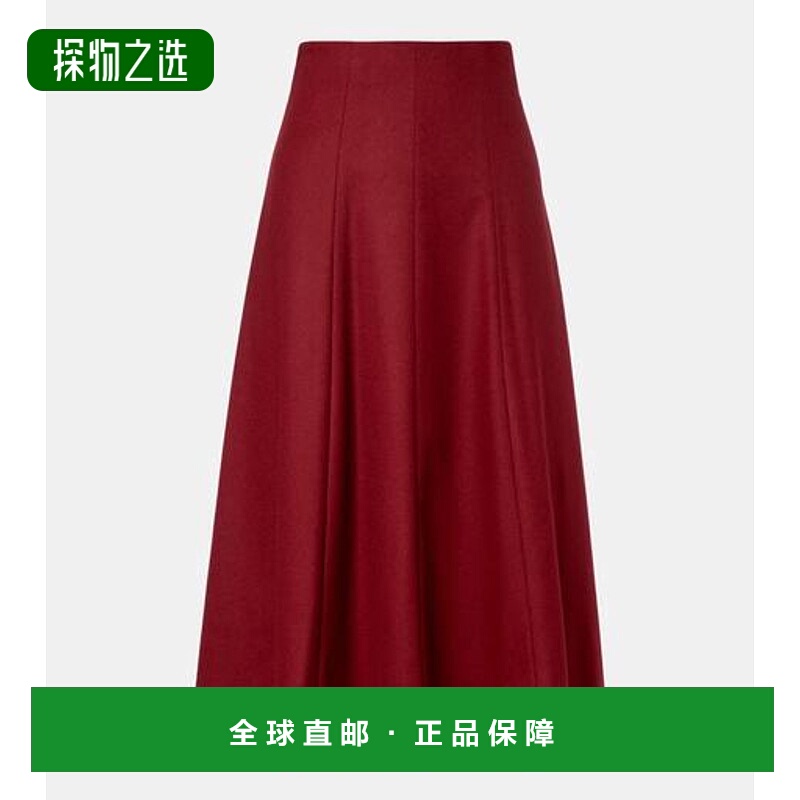 1h可退 香港直邮MaxMara 麦斯玛拉 女士 Geneve 喇叭羊毛中长半身