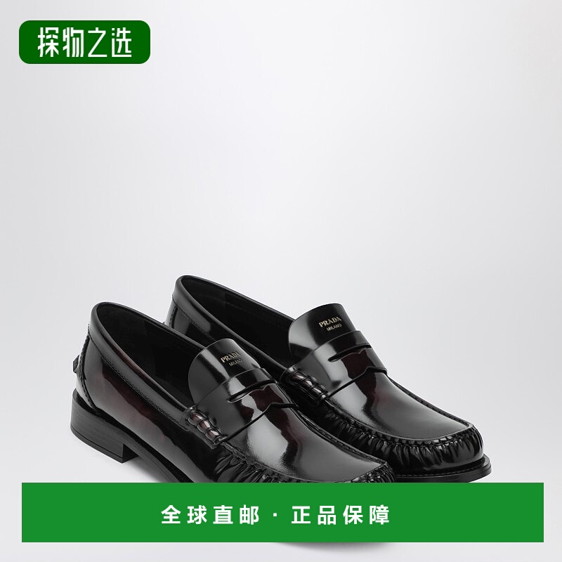 香港直邮Prada 普拉达 女士 亮面皮质乐福鞋(深紫色) 1D199O020P3