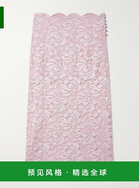 1h可退 香港直邮Rabanne 女士 Paco 扇貝邊中長蕾絲半身裙 25EJJU