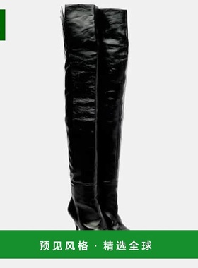 香港直邮KHAITE 女士 Colt 100 皮质过膝靴子 black黑色 舒适时尚