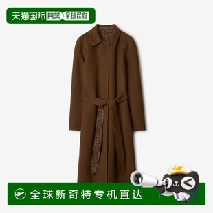 欧洲直邮Burberry 大衣 2025新品 羊毛羊绒混纺围裹式