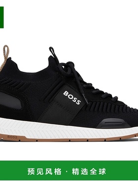 1h可退 香港直邮BOSS 波士 男士 黑色 Knitted-Upper 运动鞋 5049