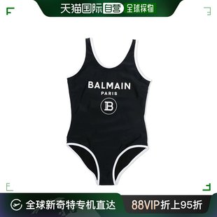 潮流6M0059MX400 香港直发BALMAIN巴尔曼女童黑色印花连体泳衣经典