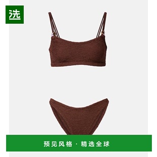 1h可退 香港直邮HUNZA G 女士 Cassie 精饰比基尼 brown棕色 舒适