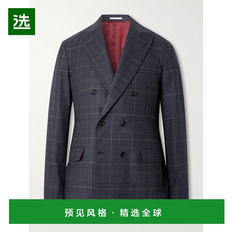 1h可退 Brunello Cucinelli 布内罗·古奇拉利 男士 格纹西装