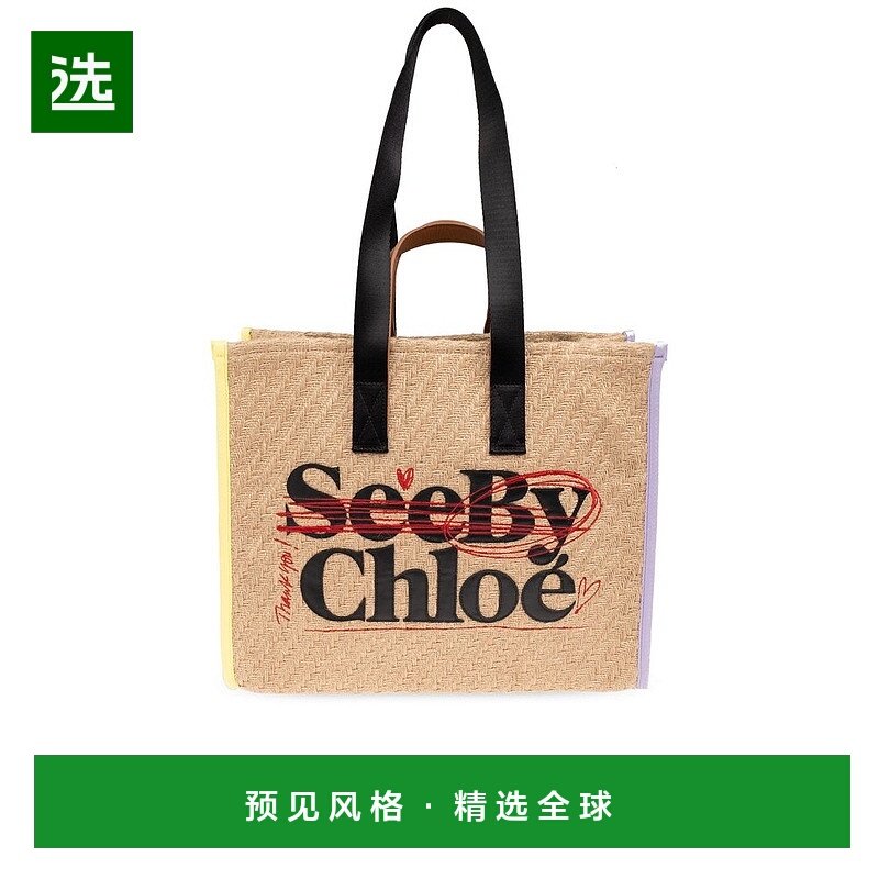1h可退 香港直邮SEE BY CHLOÉ 女士 徽标贴片草编托特包 CHS24USC,箱包皮具/热销女包/男包,通用款女包,淘宝优惠券,粉丝福利购,淘宝优惠卷
