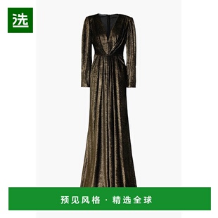 1h可退 香港直邮Alberta Ferretti 女士 裹式德沃尔天鹅绒礼服 A0