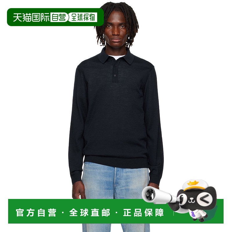 1h可退 香港直邮BOSS 波士 男士 海军蓝 Long-Sleeved Virgin Woo