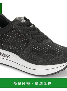 欧洲直邮Love Moschino 女士 STRASS MESH & GLITTER 低帮板鞋 黑