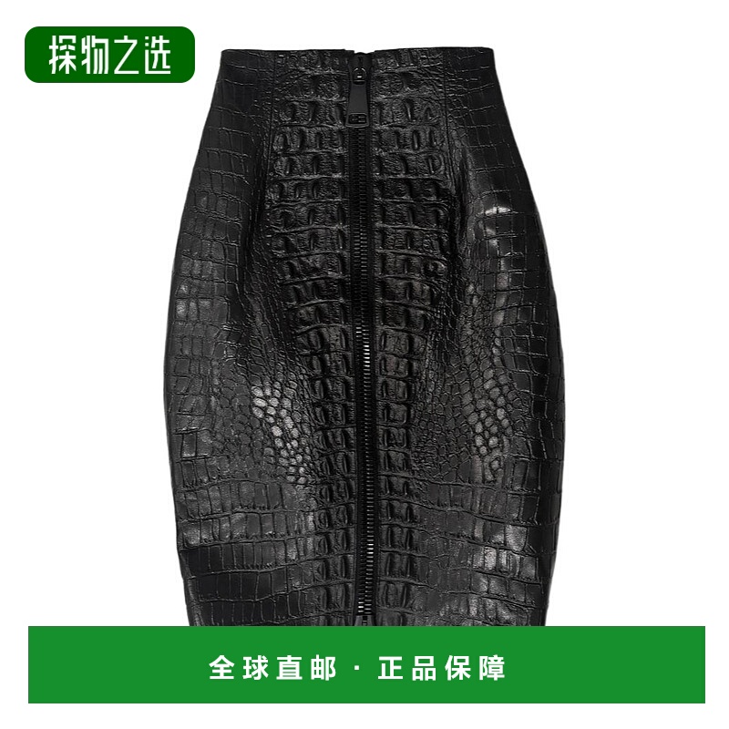 香港直邮Balmain 及膝鳄鱼纹半身裙 FF0LC268LE12包臀裙