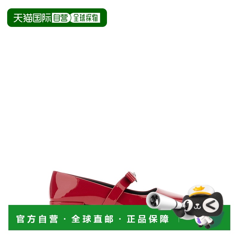1h可退 香港直邮Versace 范思哲 女士 Gianni 红色皮质搭扣带芭蕾