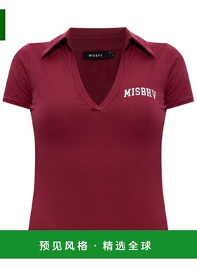 香港直邮MISBHV 女士POLO衫 251W113 AW2025 红色 V领短袖T恤