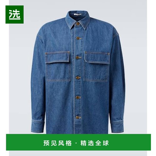1h可退 香港直邮AURALEE 男士 牛仔布衬衫 blue蓝色 舒适时尚