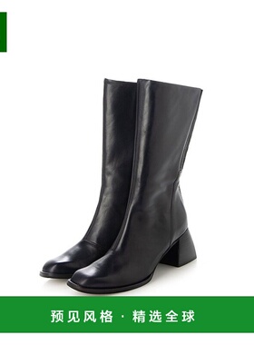 【日本直邮】rabokigoshi works不规则鞋跟方头长靴女士靴子棕色