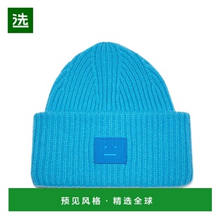 欧洲直邮ACNE STUDIO 男女同款宝石蓝表情饰片羊毛针织无檐便帽