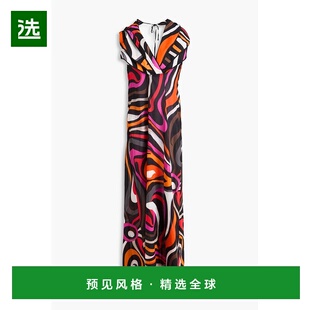 1h可退 香港直邮Emilio Pucci 璞琪 女士 剪口印花棉质长款连衣裙