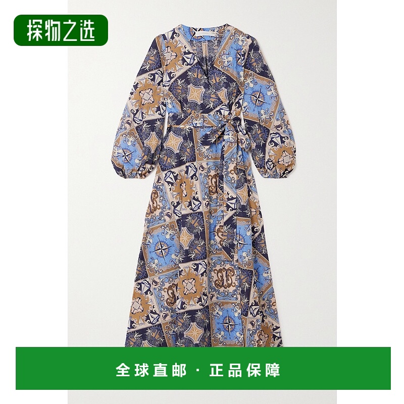 1h可退 香港直邮ZIMMERMANN 女士 Alight 束带印花棉质中长缠绕式