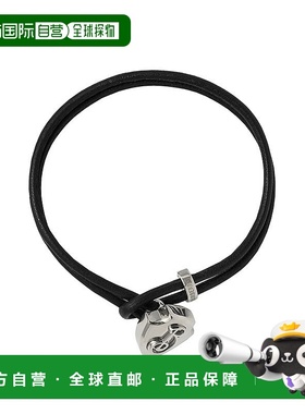 自营Burberry柏博利24年款 男女通用黑色皮革制盾牌圈环手链