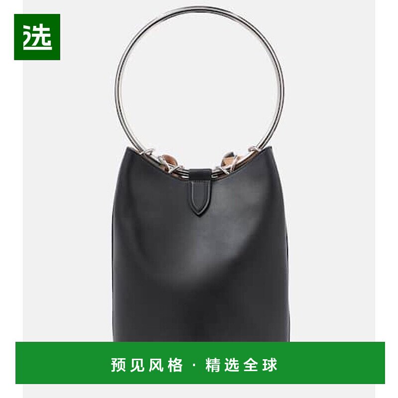 1h可退 香港直邮Alaïa 女士 圆环大号皮革水桶包 black黑色 舒适