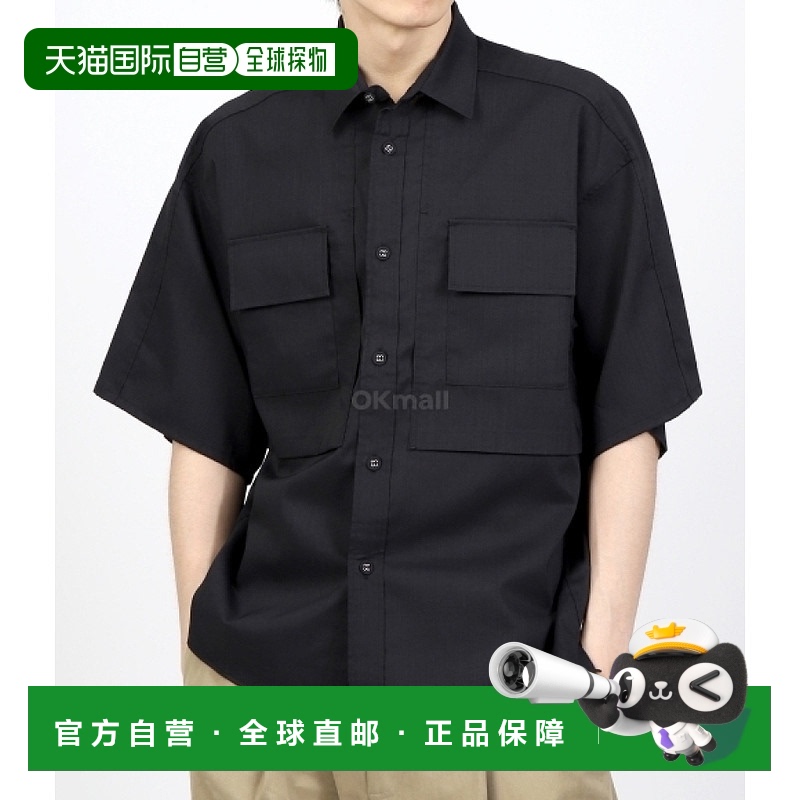 韩国直邮WHITE MOUNTAINEERING SOLOTEX 宽袖衬衫 黑色短袖上衣