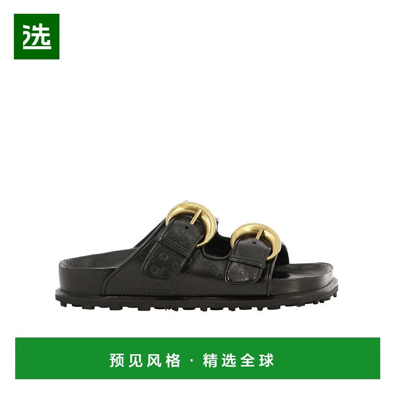 香港直邮Marine Serre 方头可调节凉拖凉鞋 F069SS23W00Black