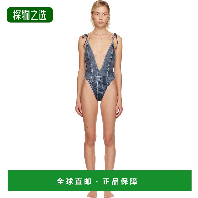 香港直邮Diesel 迪赛 女士 灰色 Kinsley-Dnm 连体泳衣 A187510BN