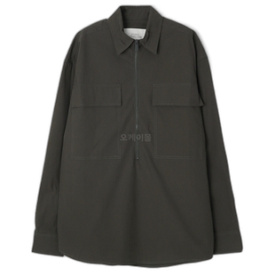 韩国直邮Studio Nicholson衬衫男款长袖翻领橄榄褐色休闲简约男装