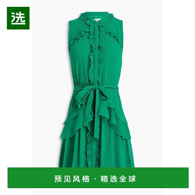 1h可退 香港直邮SALONI 女士 荷叶边绉纱迷你连衣裙 TILLYRUFFLEB