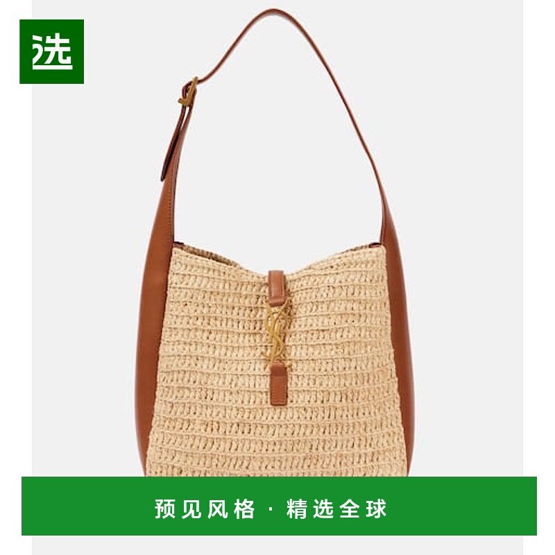 香港直邮Saint Laurent 圣罗兰 女士 Le 5 à 7 小号拉菲草编织肩